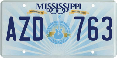 MS license plate AZD763