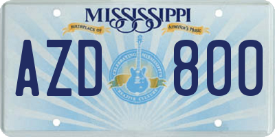 MS license plate AZD800