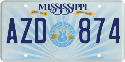 MS license plate AZD874