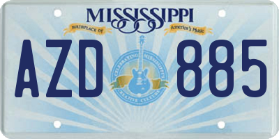 MS license plate AZD885