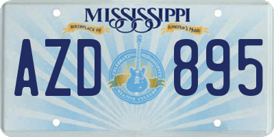 MS license plate AZD895