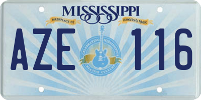 MS license plate AZE116