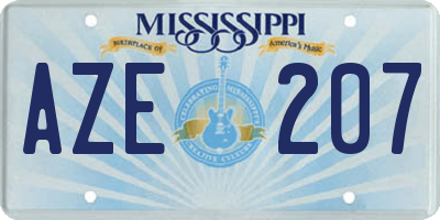 MS license plate AZE207