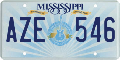 MS license plate AZE546