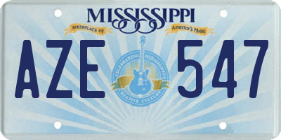 MS license plate AZE547