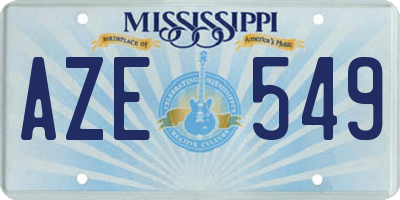 MS license plate AZE549