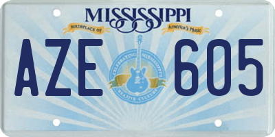 MS license plate AZE605