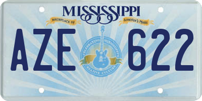 MS license plate AZE622