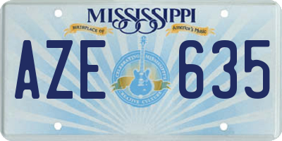MS license plate AZE635