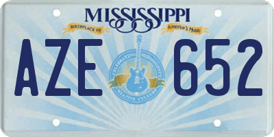 MS license plate AZE652