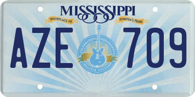 MS license plate AZE709