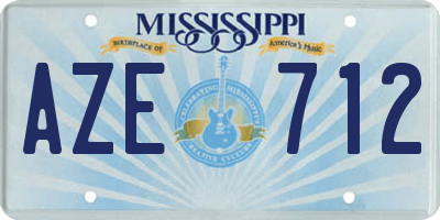 MS license plate AZE712