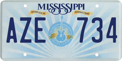 MS license plate AZE734