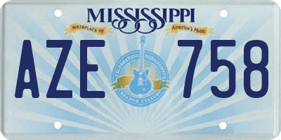 MS license plate AZE758