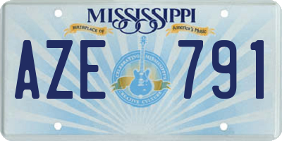 MS license plate AZE791