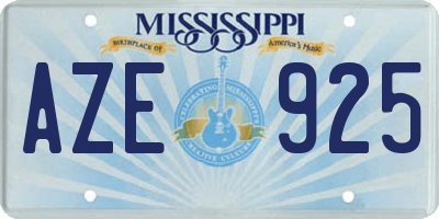MS license plate AZE925