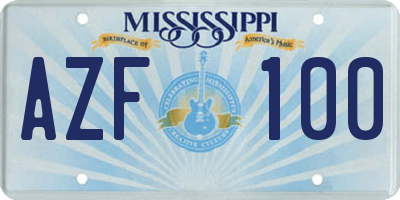 MS license plate AZF100