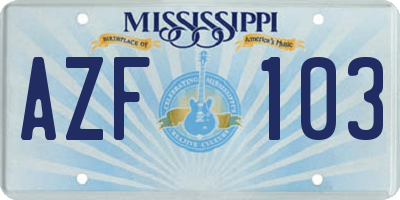 MS license plate AZF103