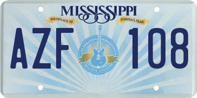 MS license plate AZF108