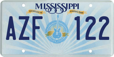 MS license plate AZF122