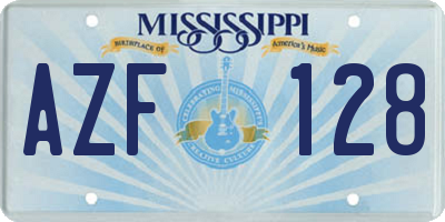 MS license plate AZF128