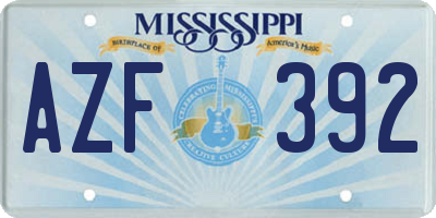 MS license plate AZF392