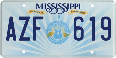 MS license plate AZF619