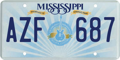 MS license plate AZF687