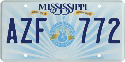 MS license plate AZF772