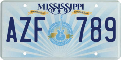 MS license plate AZF789