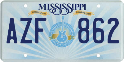 MS license plate AZF862