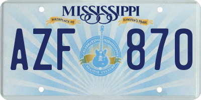 MS license plate AZF870