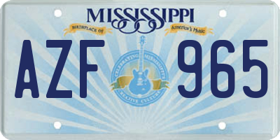 MS license plate AZF965