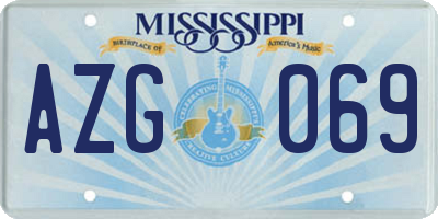 MS license plate AZG069