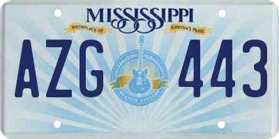 MS license plate AZG443