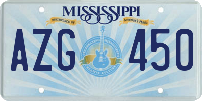 MS license plate AZG450