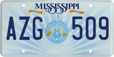 MS license plate AZG509