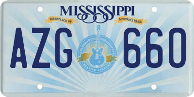 MS license plate AZG660