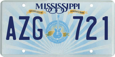 MS license plate AZG721
