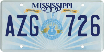 MS license plate AZG726
