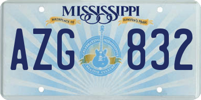MS license plate AZG832
