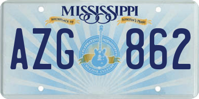 MS license plate AZG862