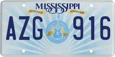 MS license plate AZG916