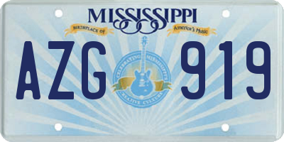 MS license plate AZG919