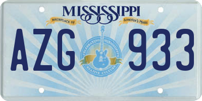 MS license plate AZG933