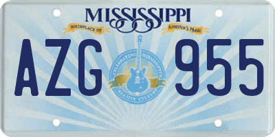 MS license plate AZG955