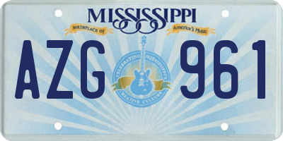 MS license plate AZG961