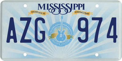 MS license plate AZG974