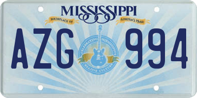 MS license plate AZG994