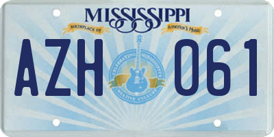 MS license plate AZH061